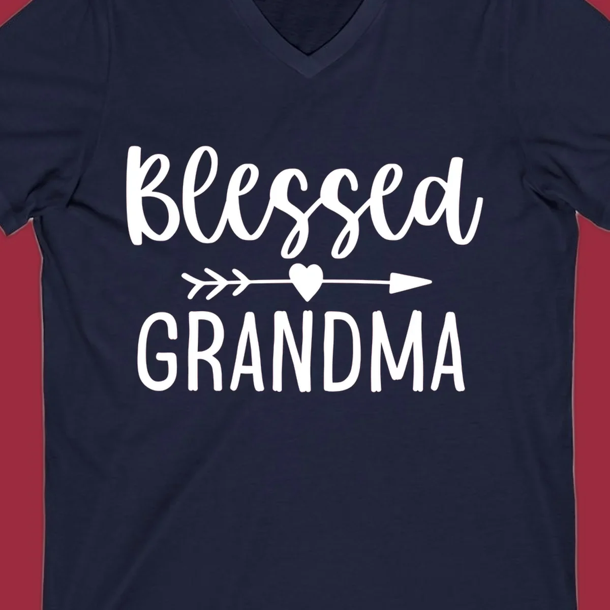 Blessed Grandma text with arrow and heart graphic