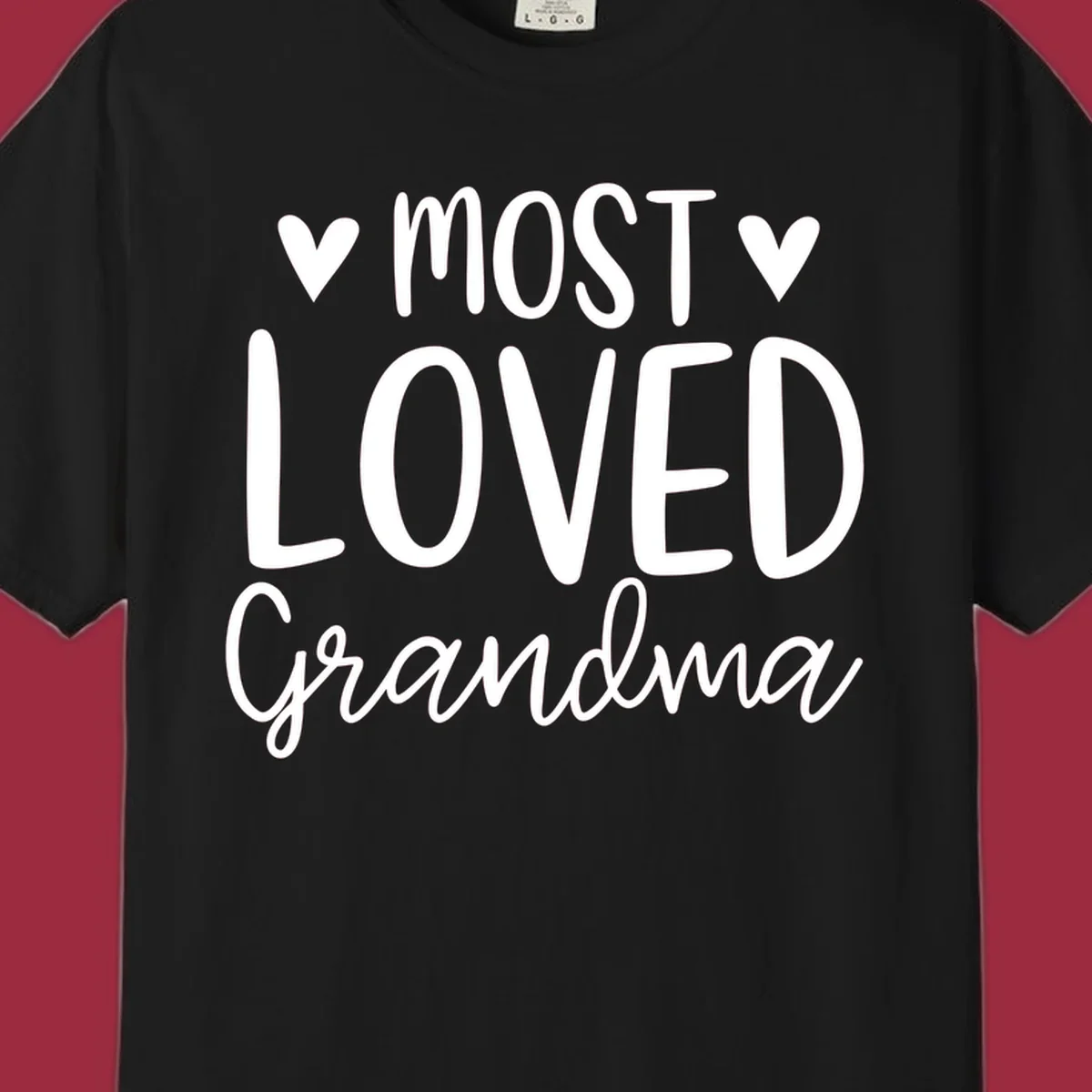 Most loved grandma text with heart icons