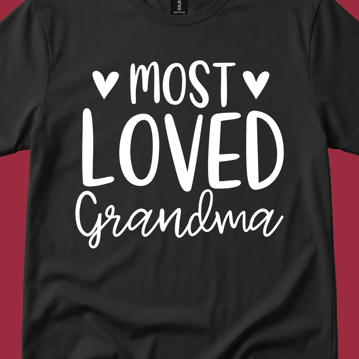 Most loved grandma text with heart icons