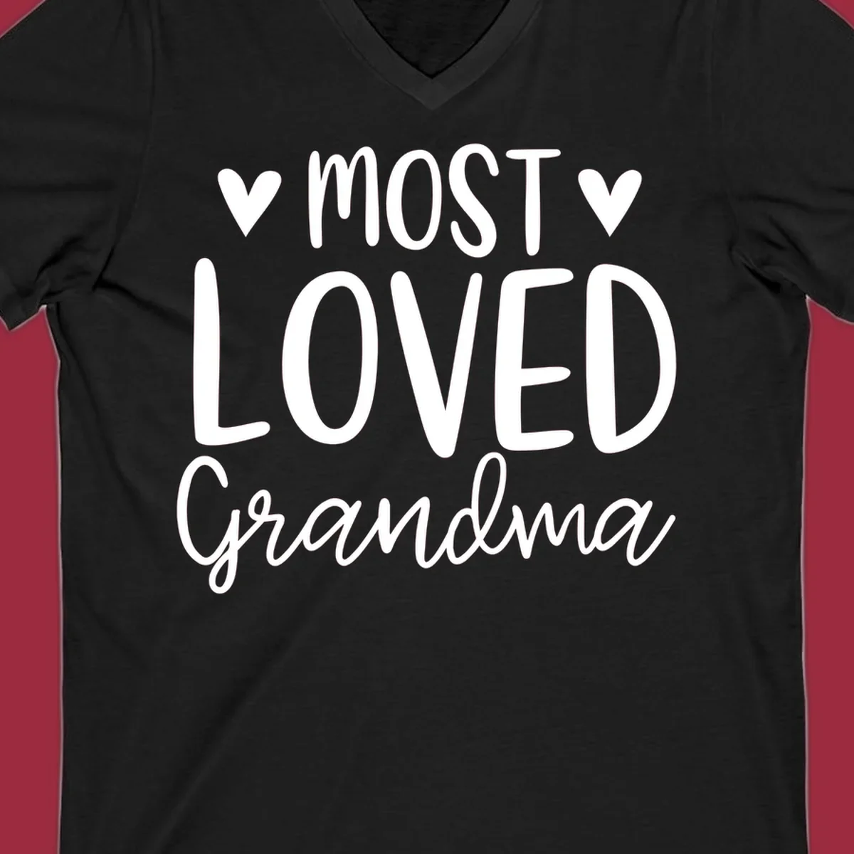 Most loved grandma text with heart icons