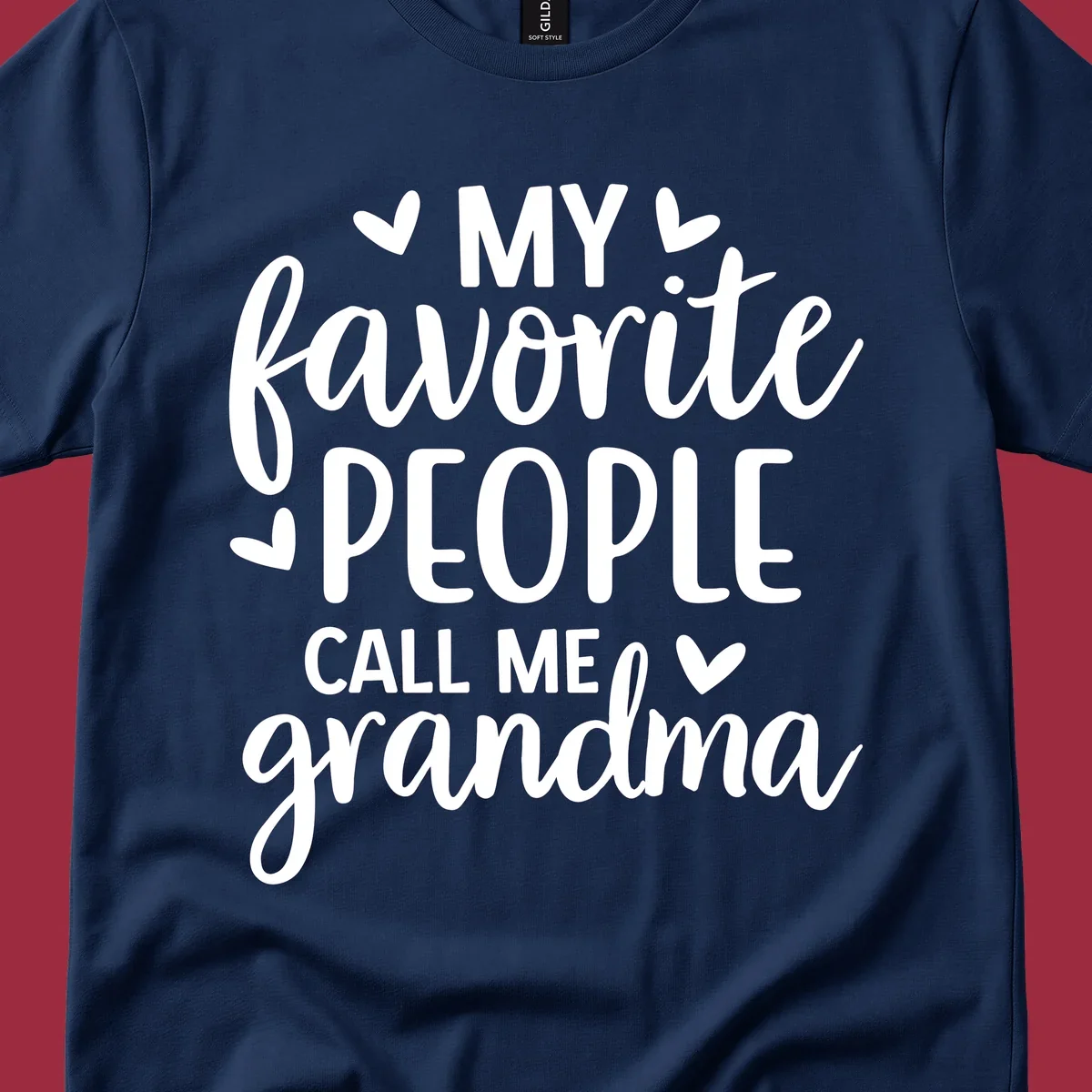 My favorite people call me grandma text design with hearts.