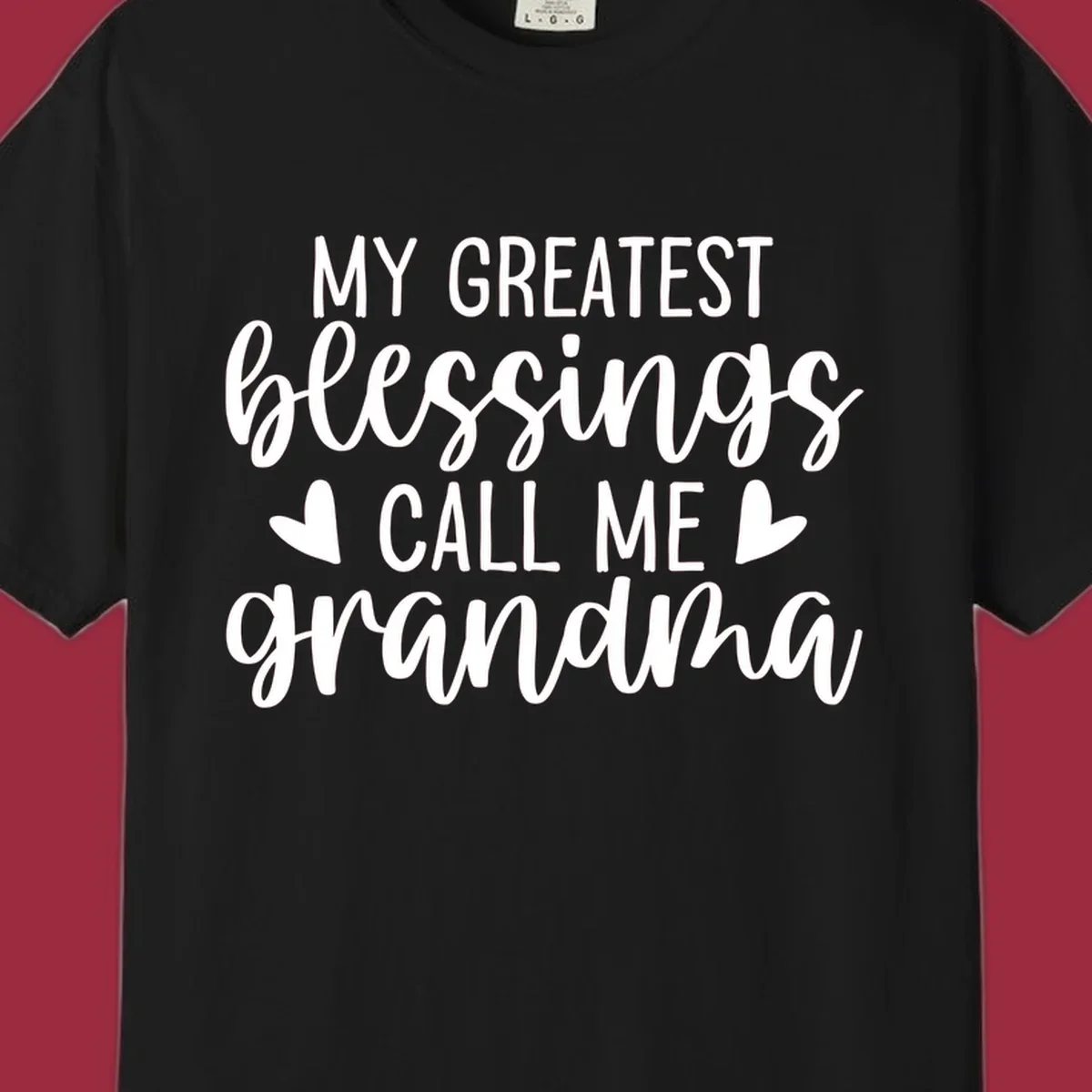 Grandma blessings quote typography design with hearts.
