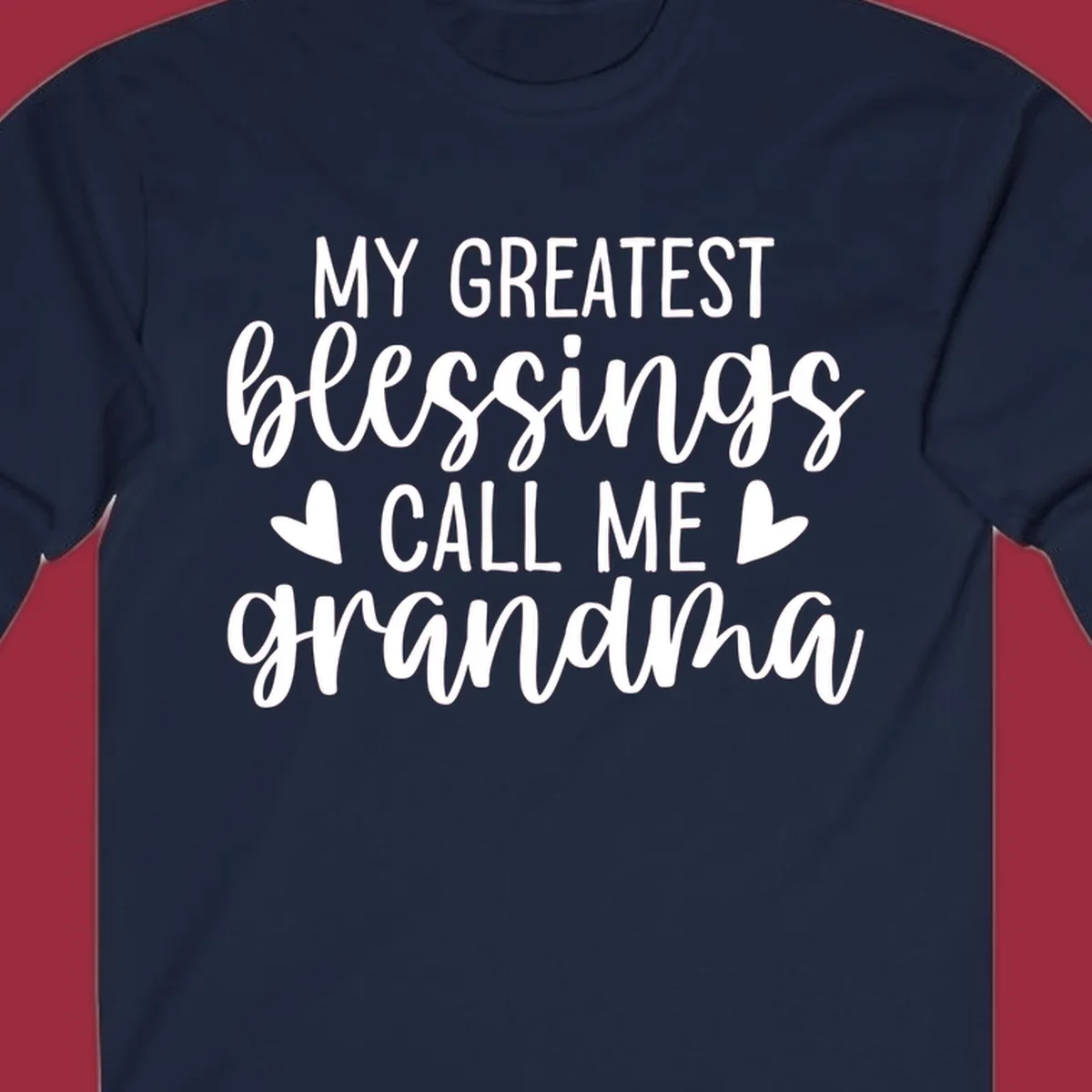 Grandma blessings quote typography design with hearts.