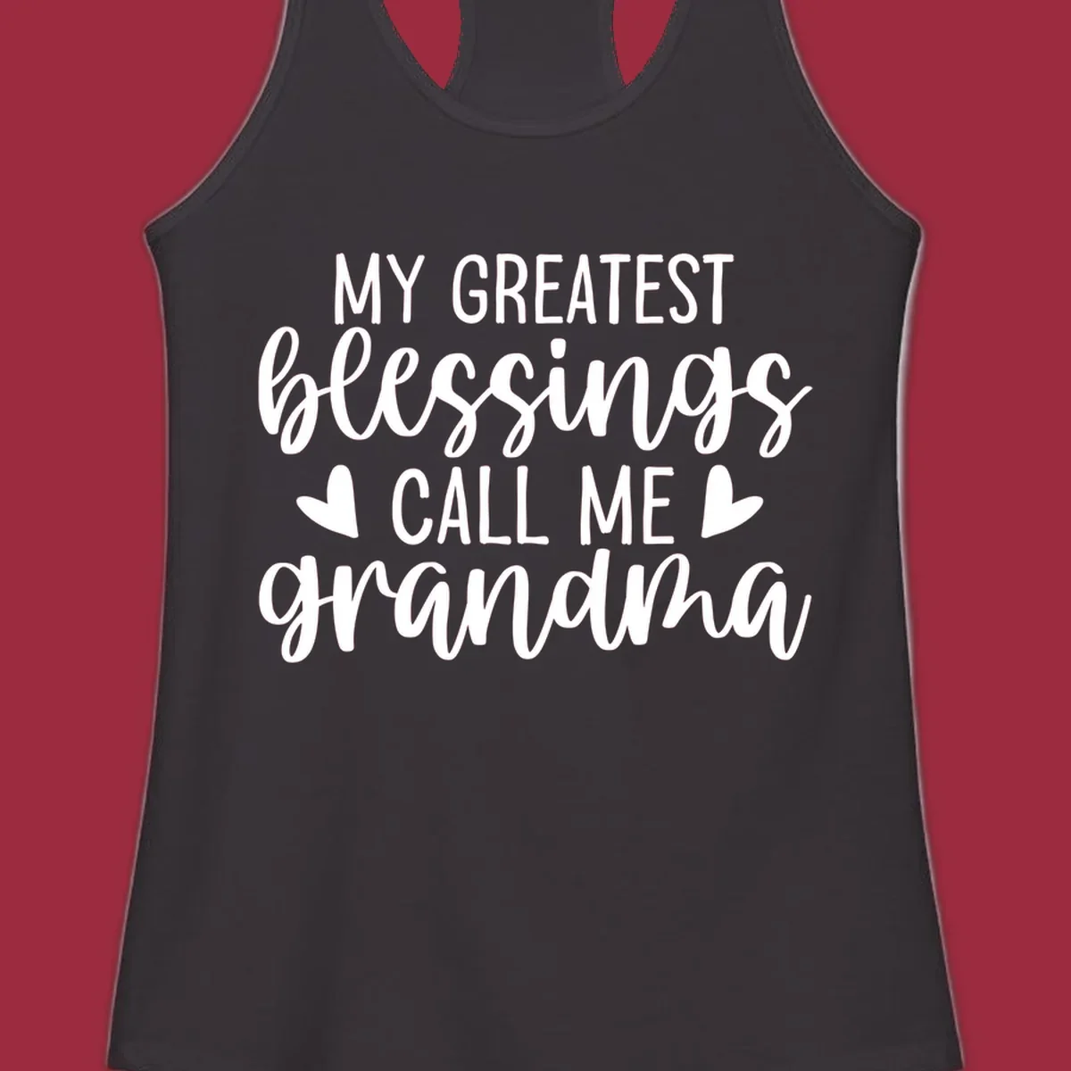 Grandma blessings quote typography design with hearts.