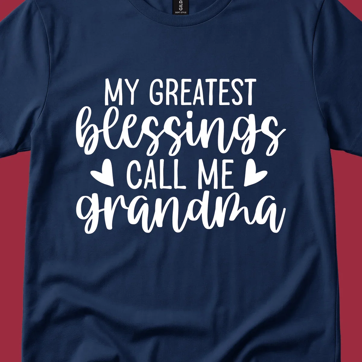 Grandma blessings quote typography design with hearts.