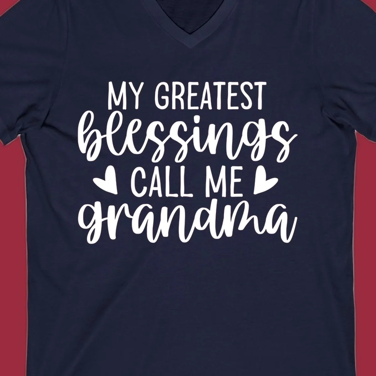 Grandma blessings quote typography design with hearts.