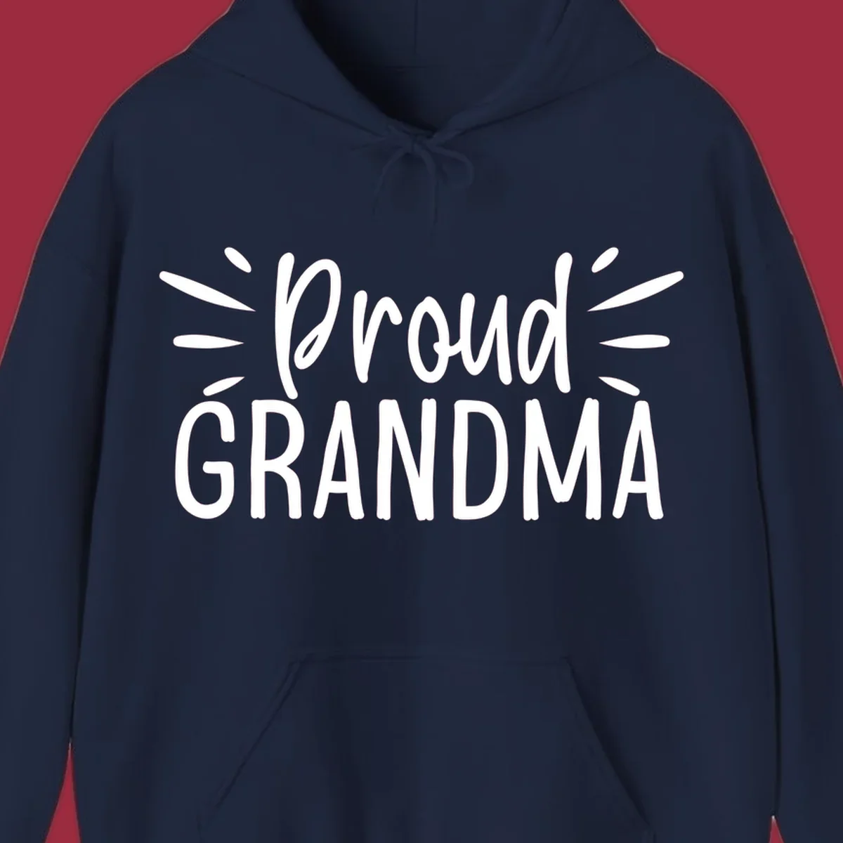 Proud Grandma text design with radiating lines. Proud-grandma.