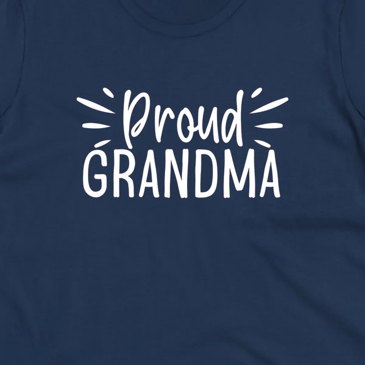 Proud Grandma text design with radiating lines. Proud-grandma.