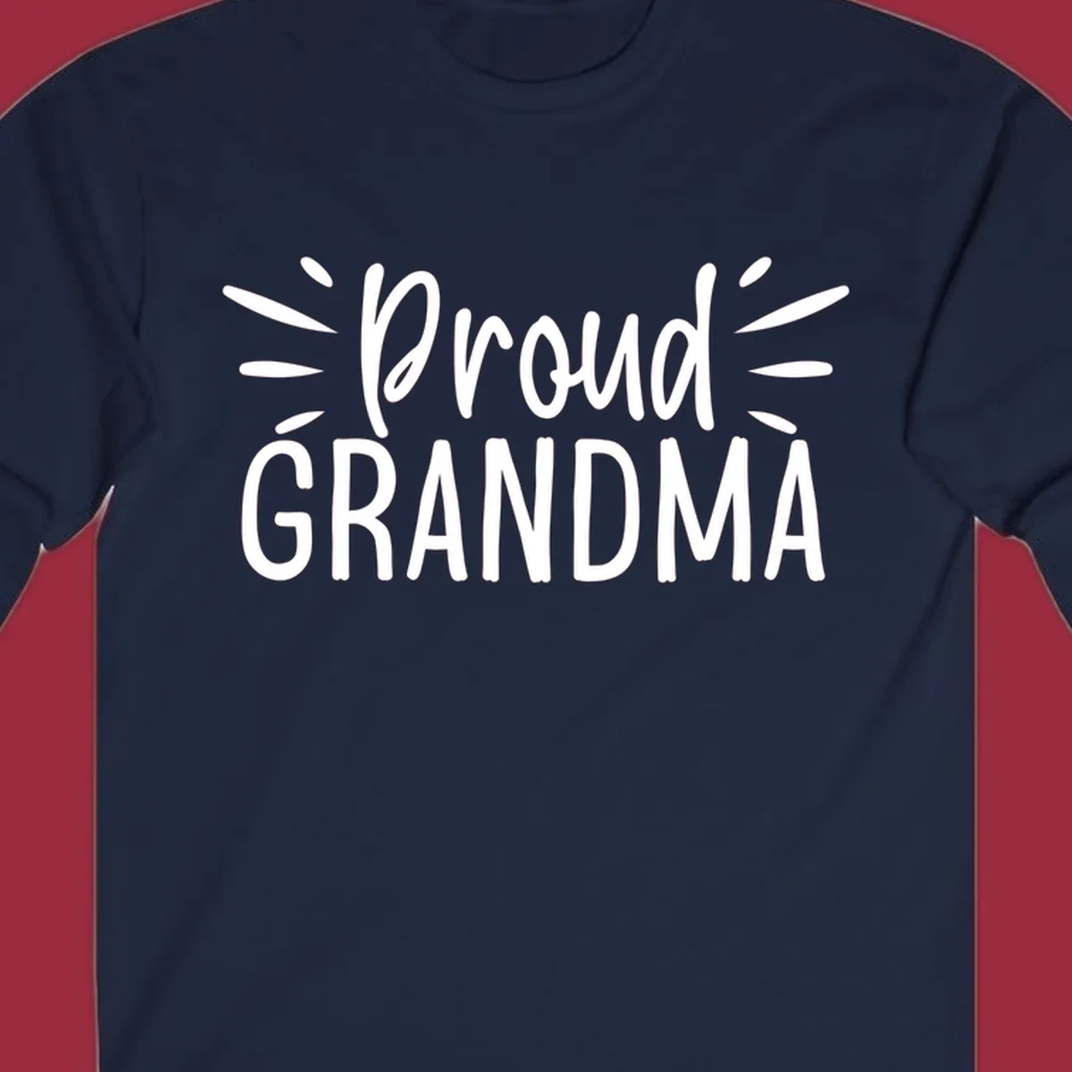 Proud Grandma text design with radiating lines. Proud-grandma.