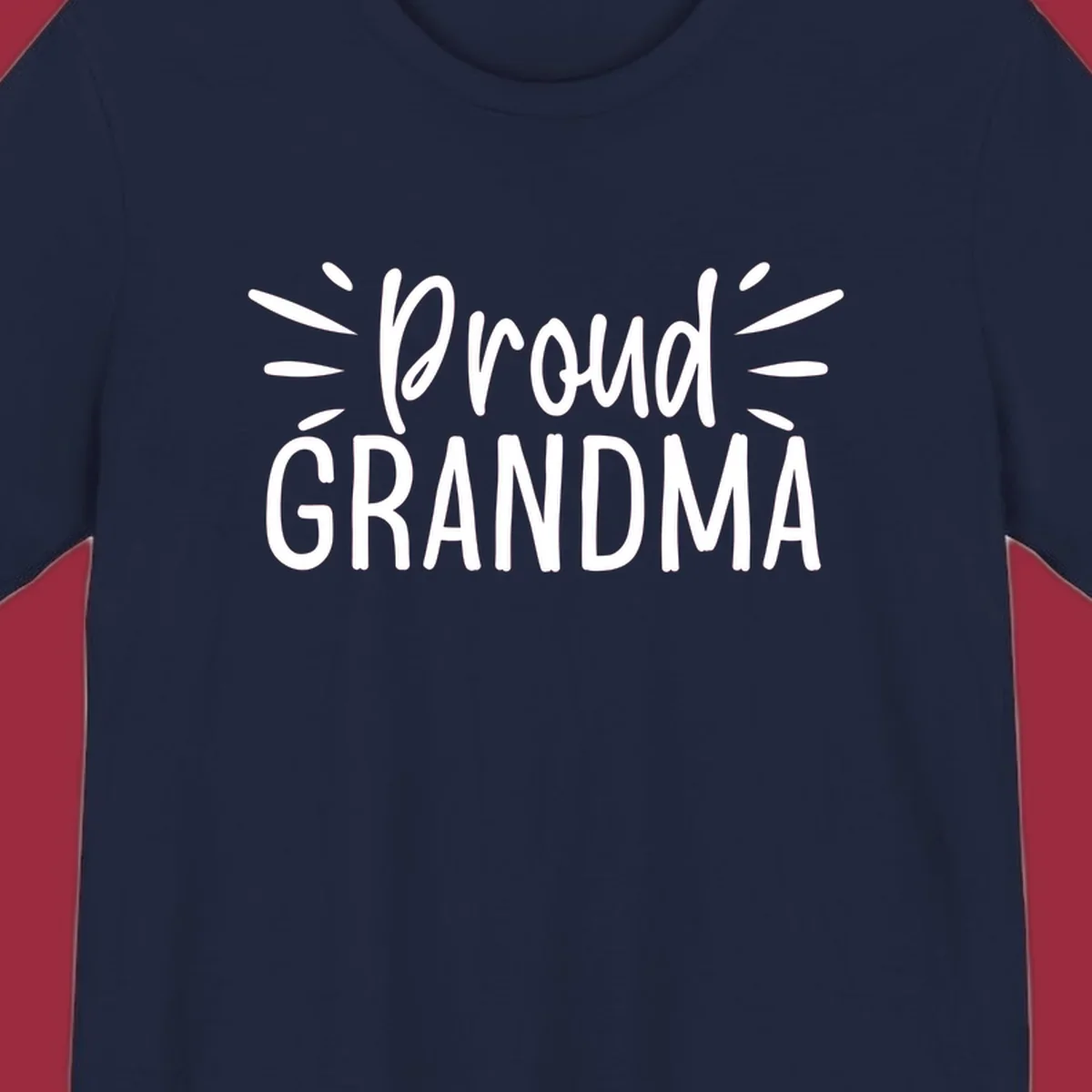 Proud Grandma text design with radiating lines. Proud-grandma.