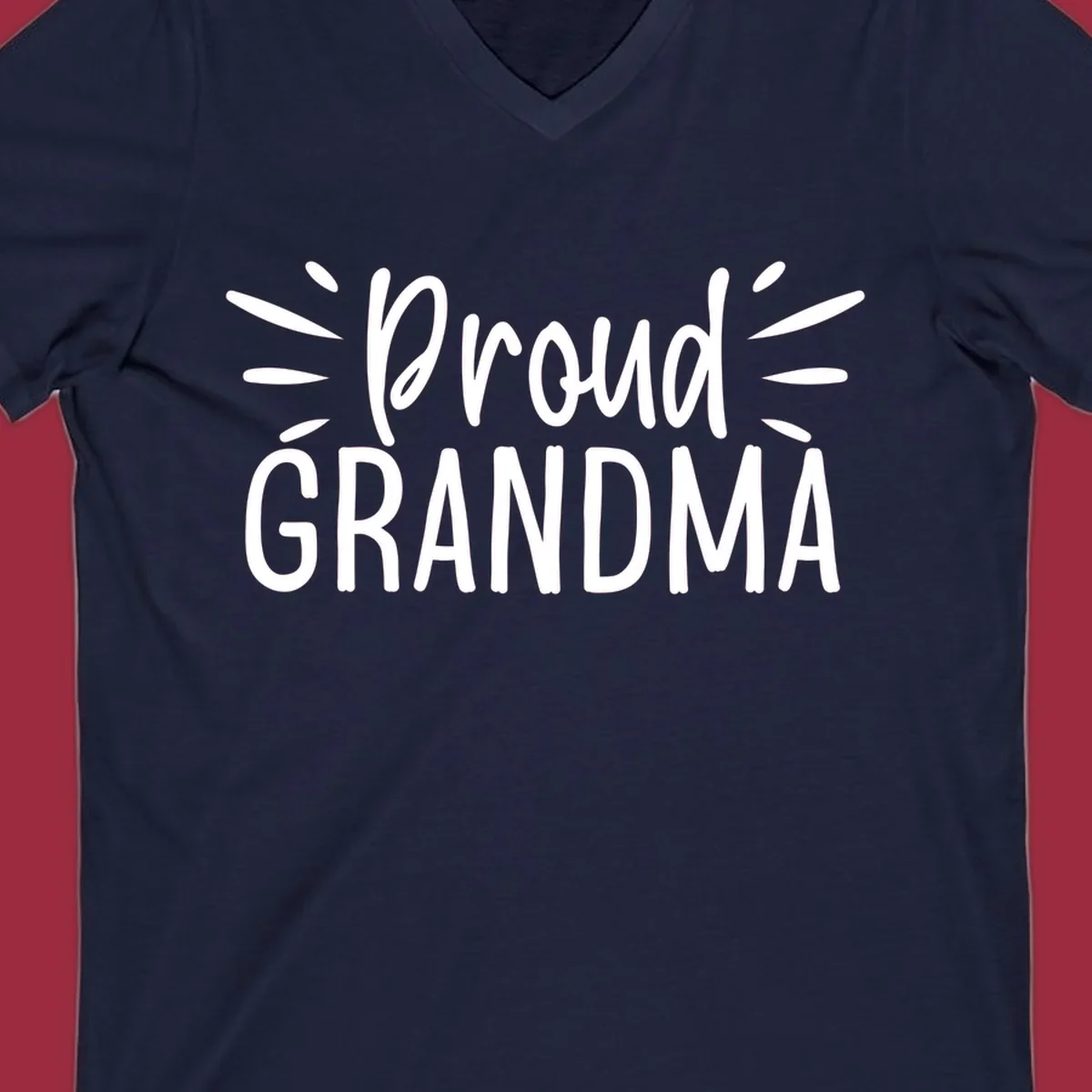 Proud Grandma text design with radiating lines. Proud-grandma.