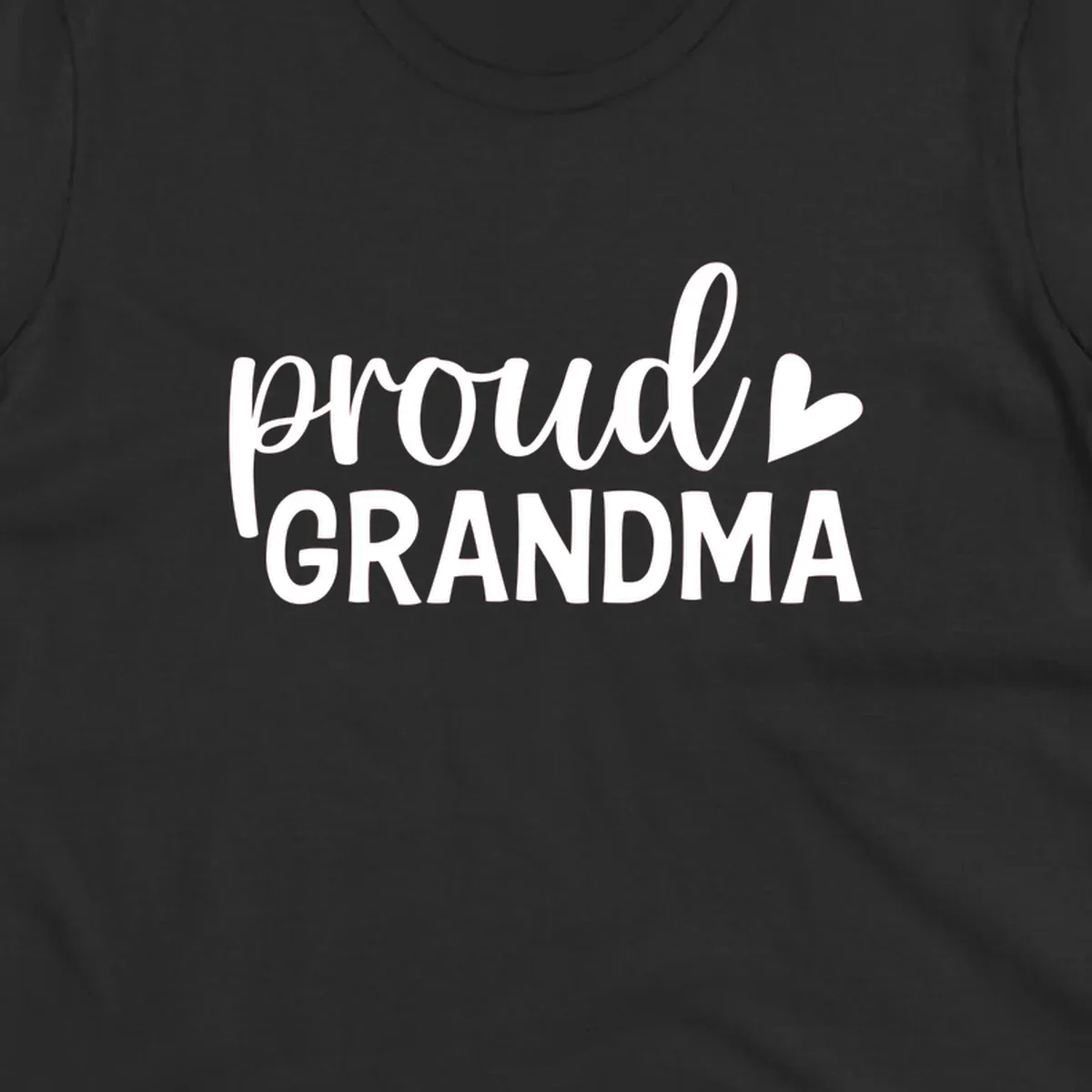 Proud Grandma text with a heart icon.