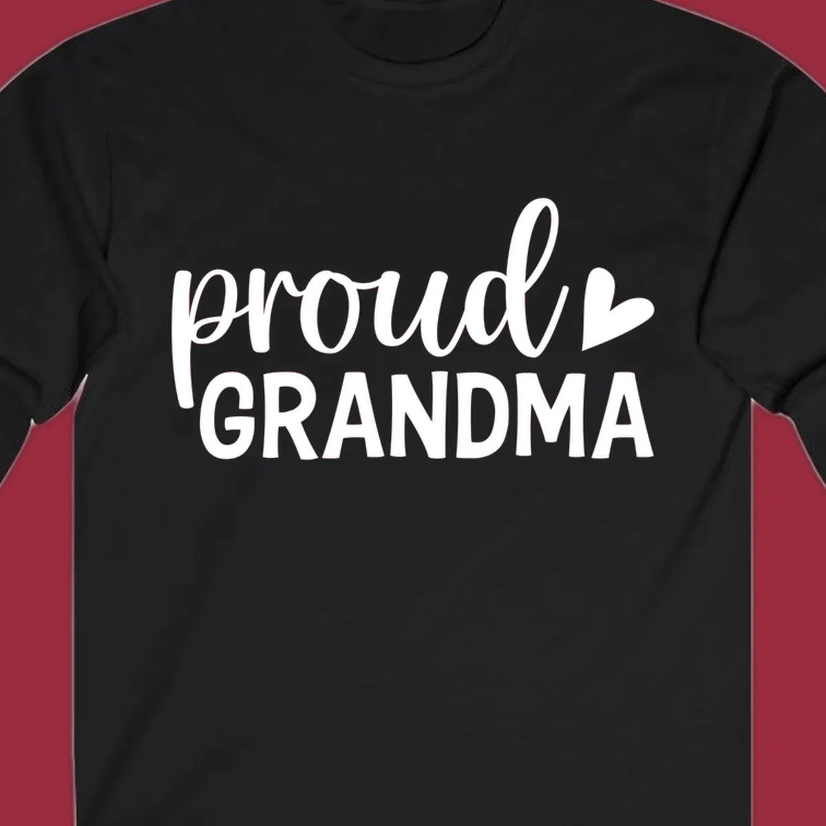 Proud Grandma text with a heart icon.