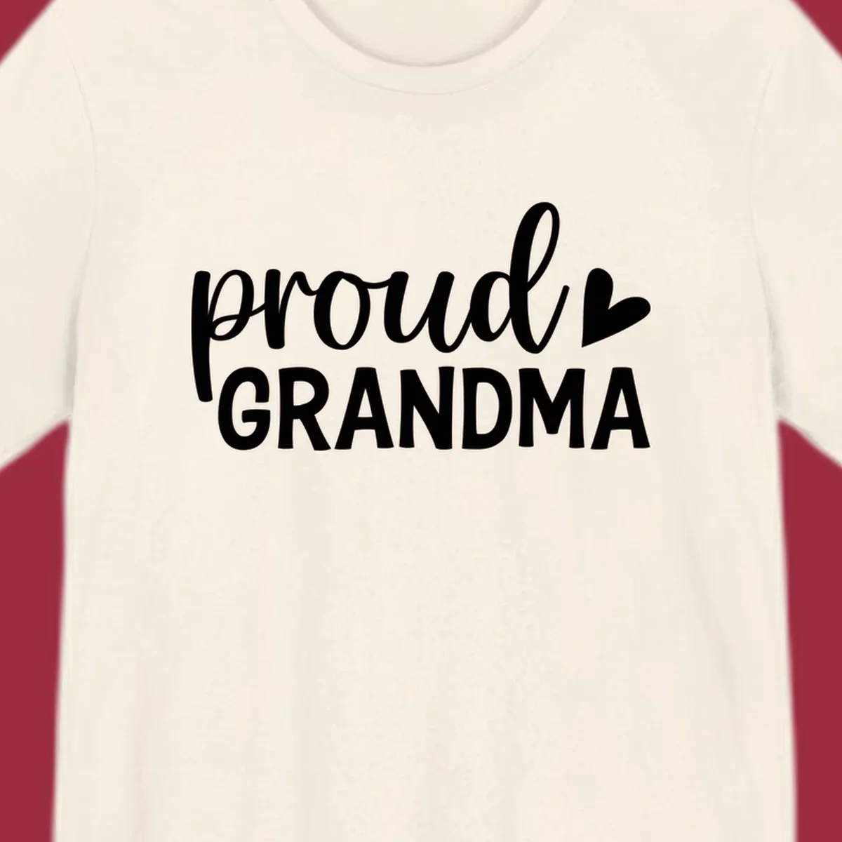 Proud Grandma text with a heart icon.
