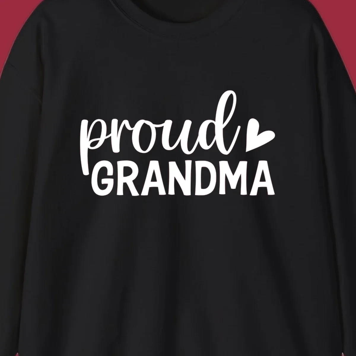 Proud Grandma text with a heart icon.