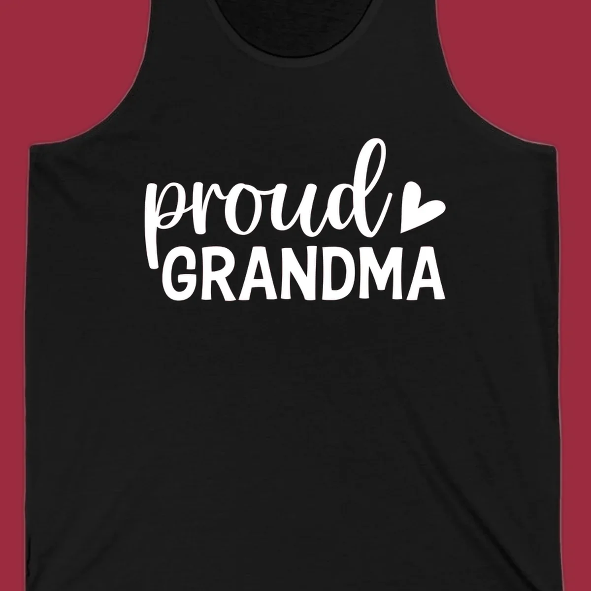 Proud Grandma text with a heart icon.