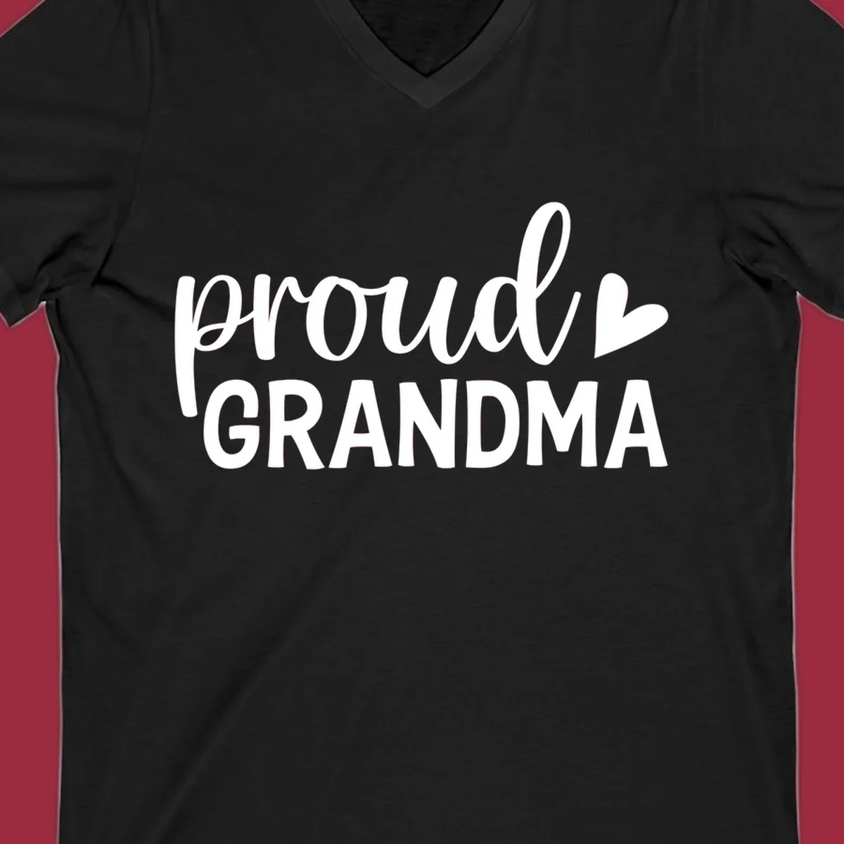 Proud Grandma text with a heart icon.
