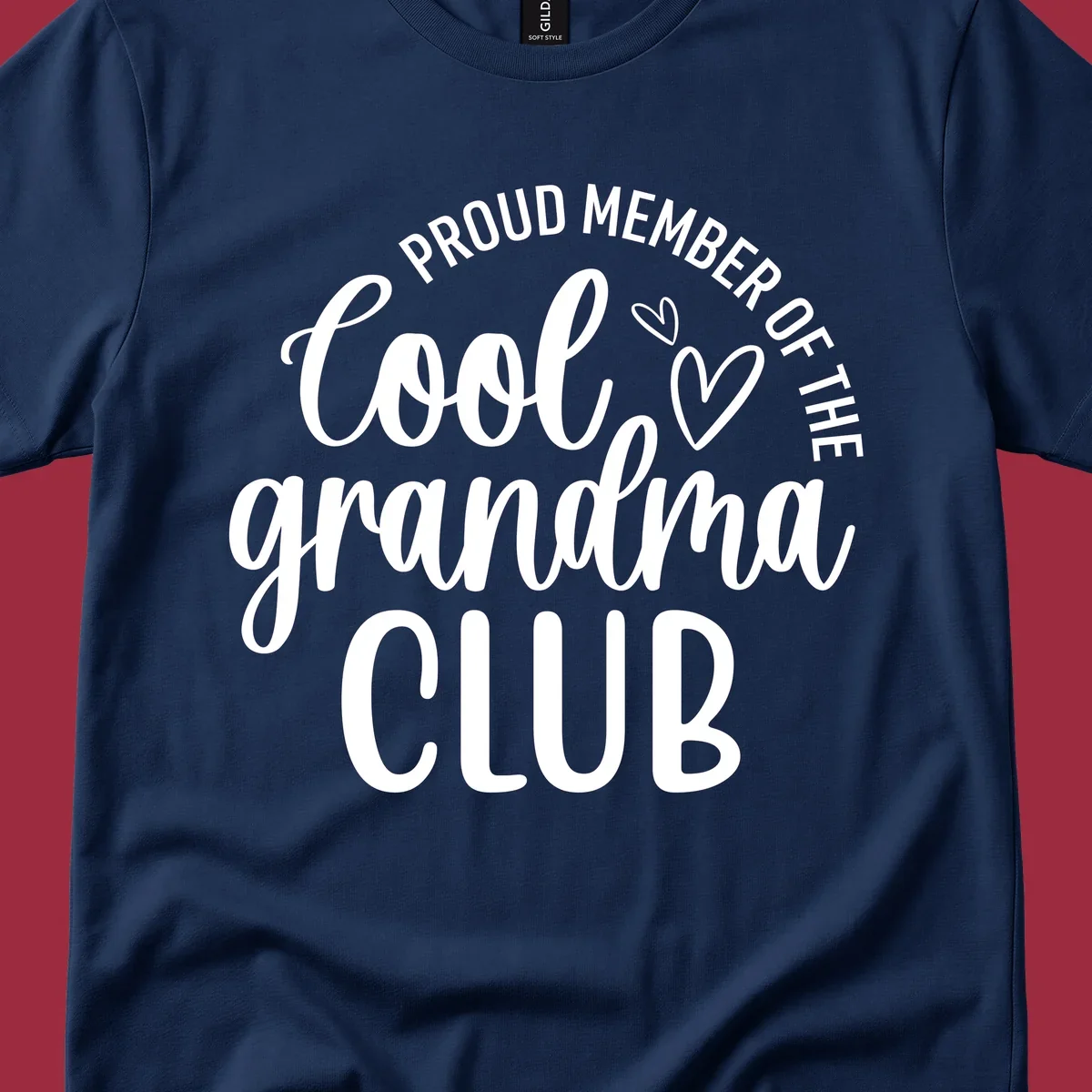 Proud Member Of The Cool Grandma Club text with hearts.