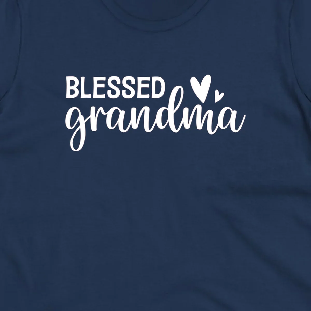 Blessed Grandma typography with heart icons.