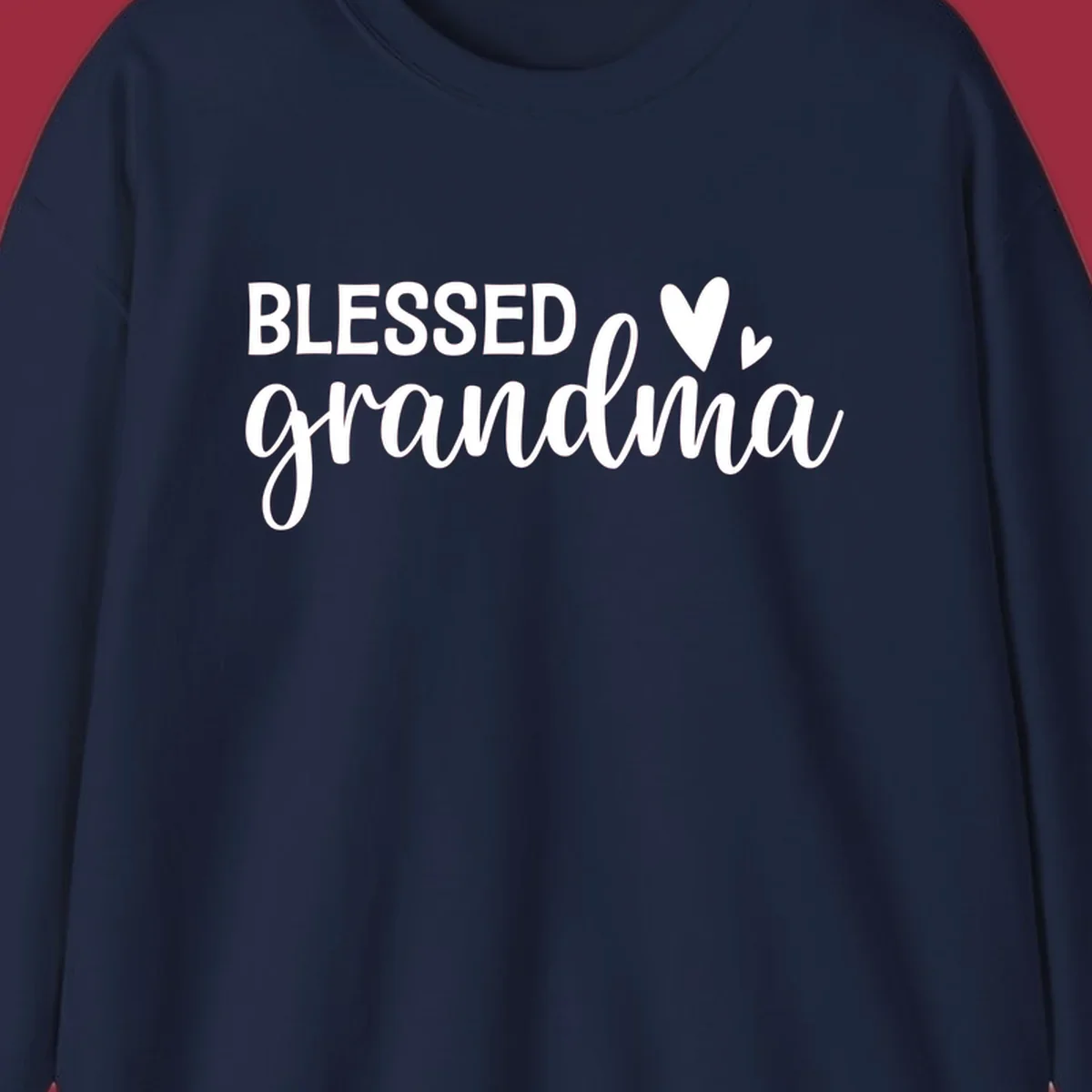 Blessed Grandma typography with heart icons.