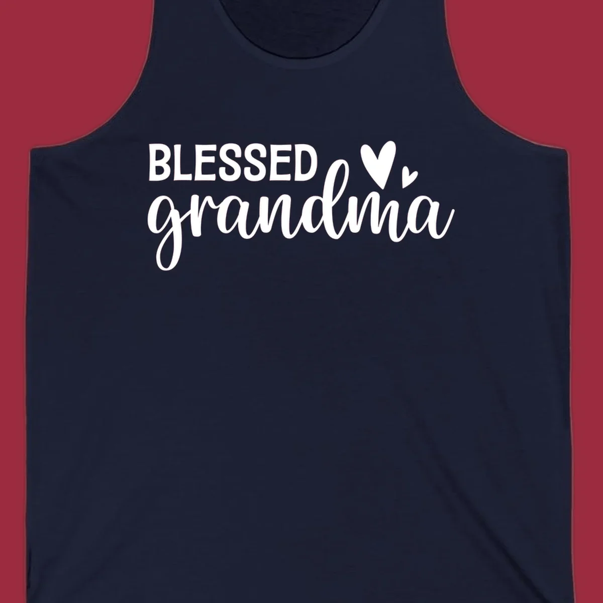 Blessed Grandma typography with heart icons.