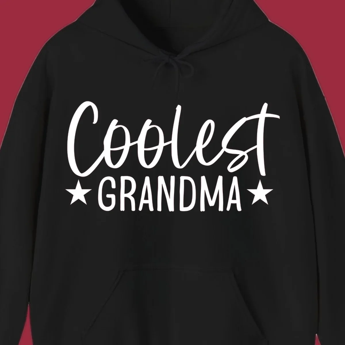 Coolest Grandma text design with stars.