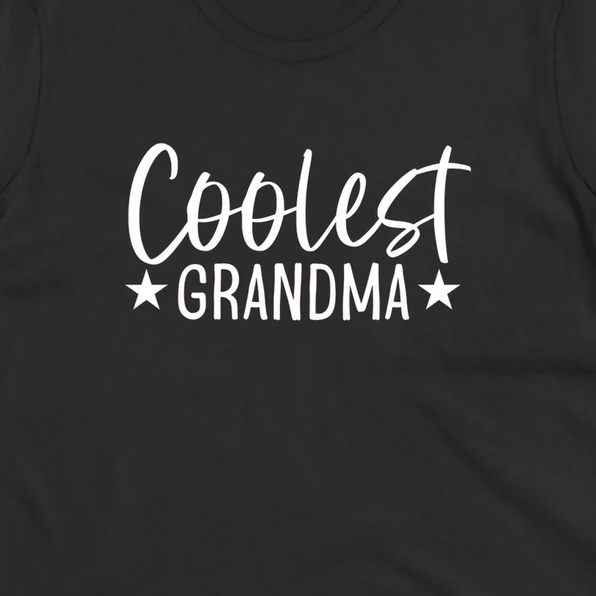 Coolest Grandma text design with stars.