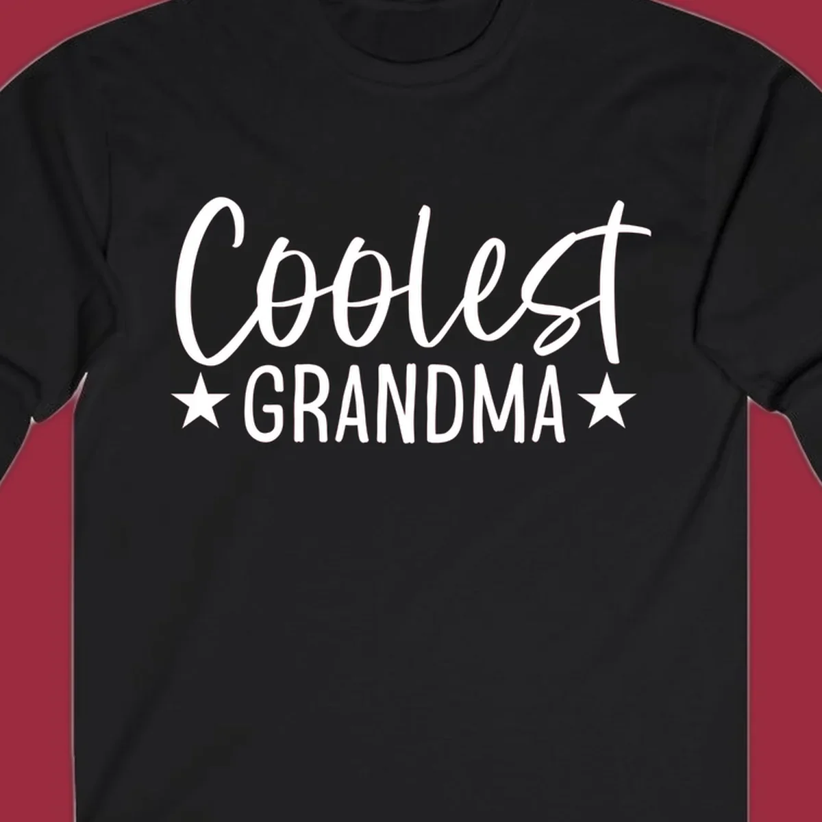 Coolest Grandma text design with stars.
