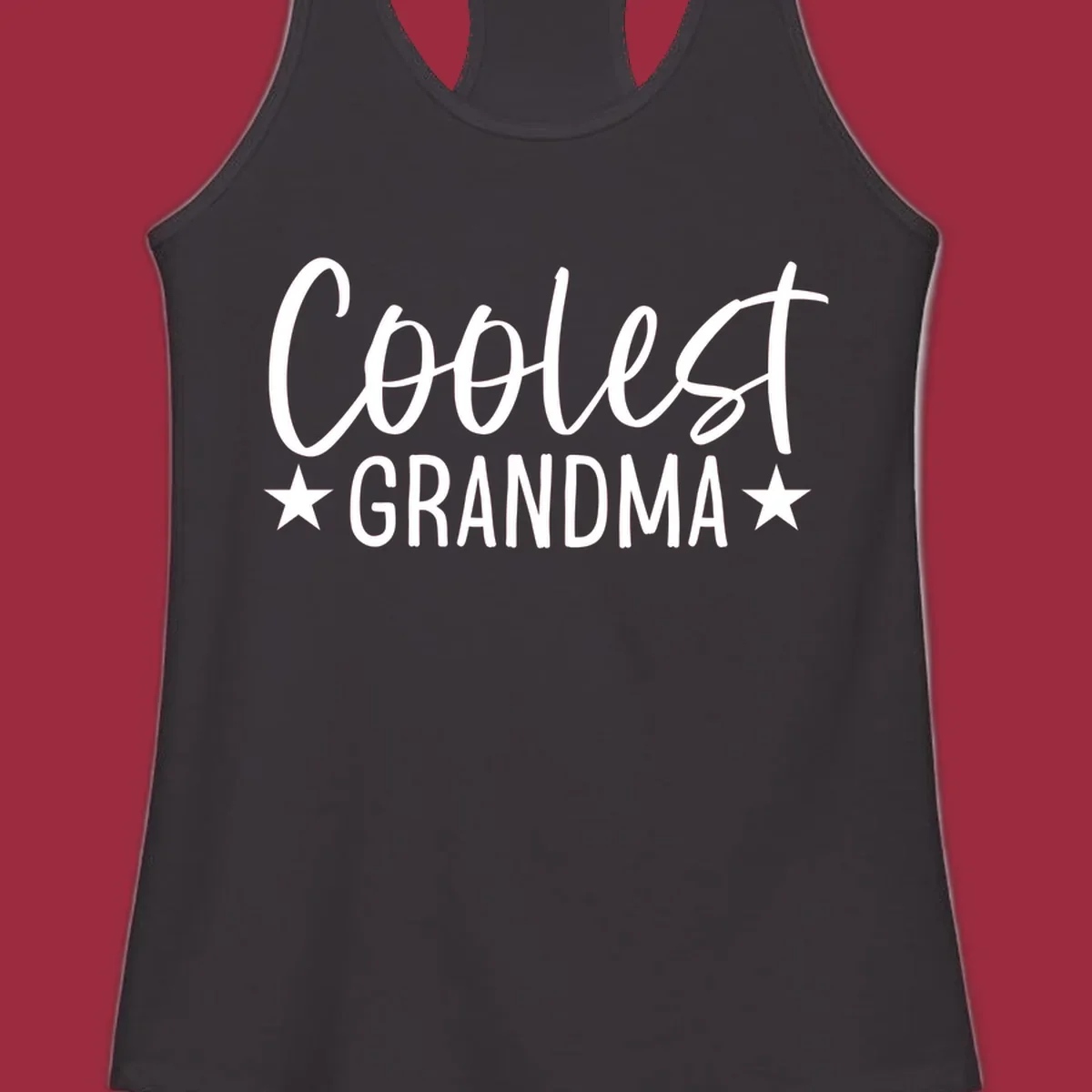 Coolest Grandma text design with stars.