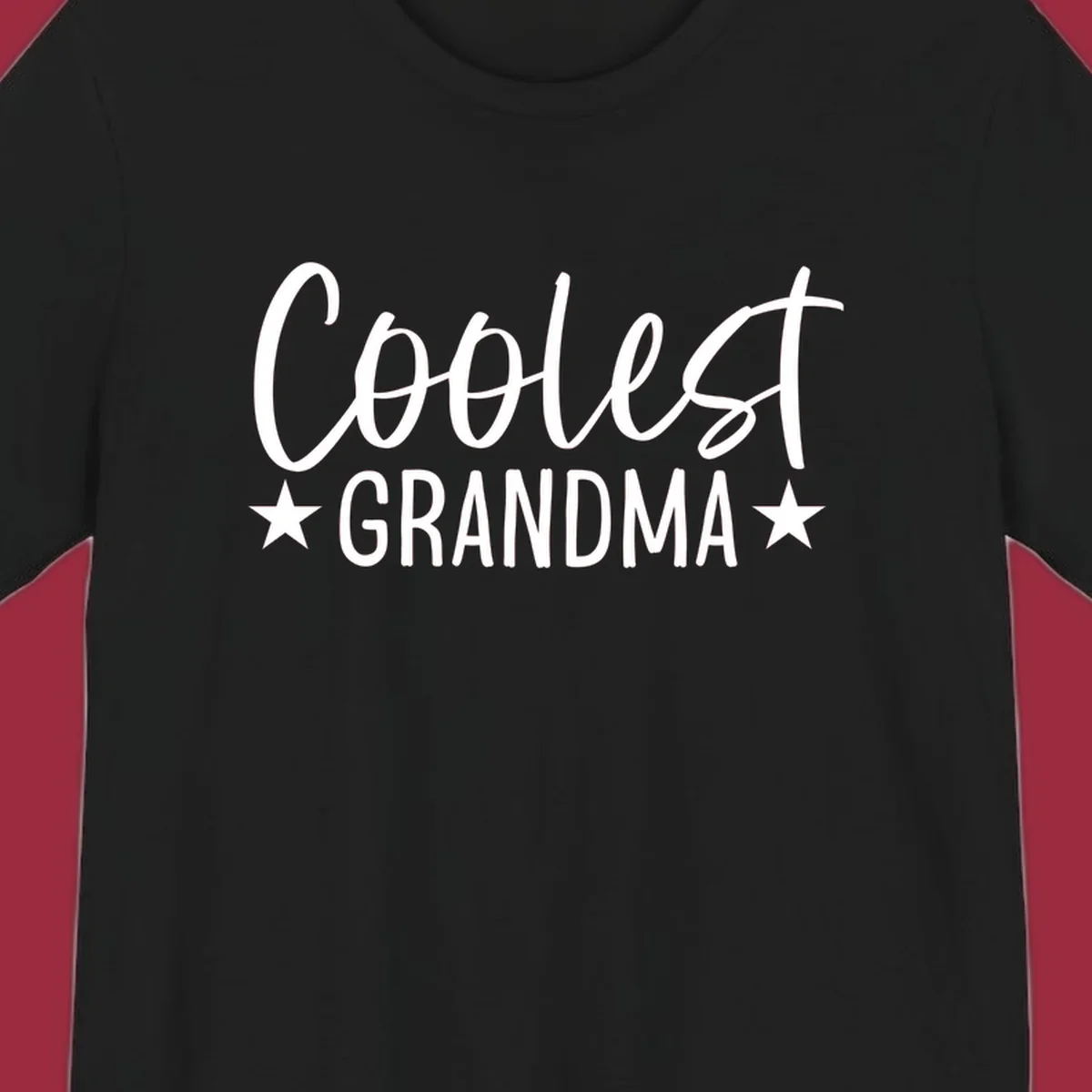 Coolest Grandma text design with stars.