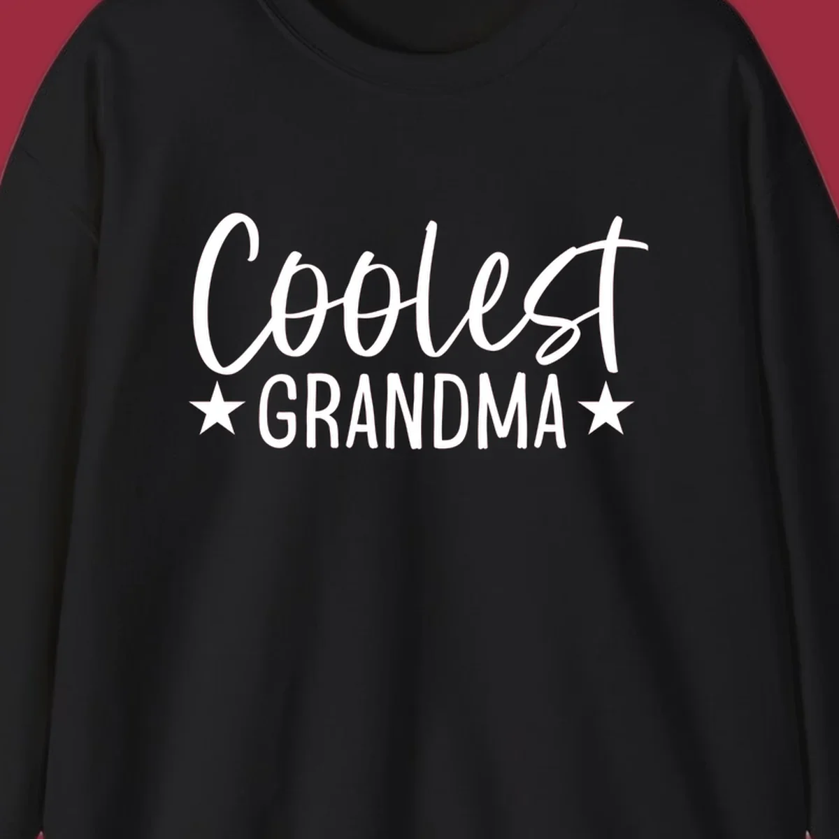 Coolest Grandma text design with stars.