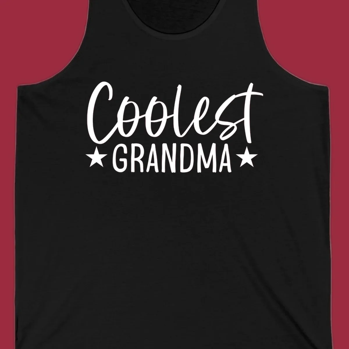 Coolest Grandma text design with stars.