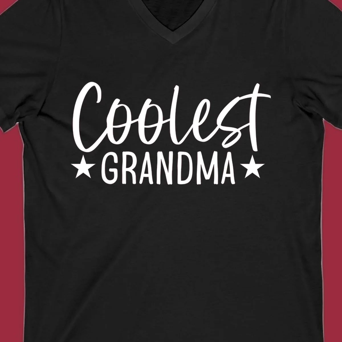 Coolest Grandma text design with stars.