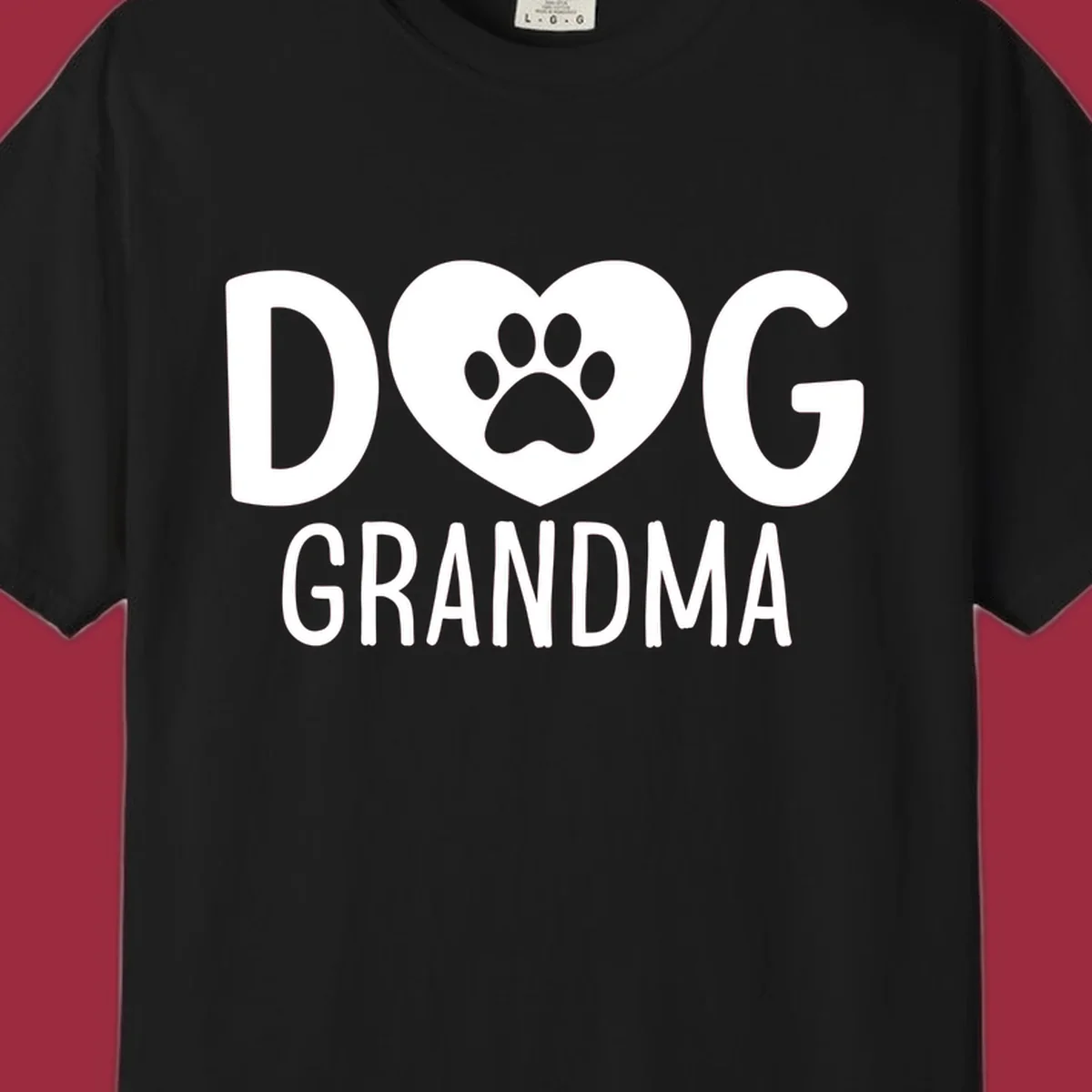 Dog grandma text with heart and paw print graphic