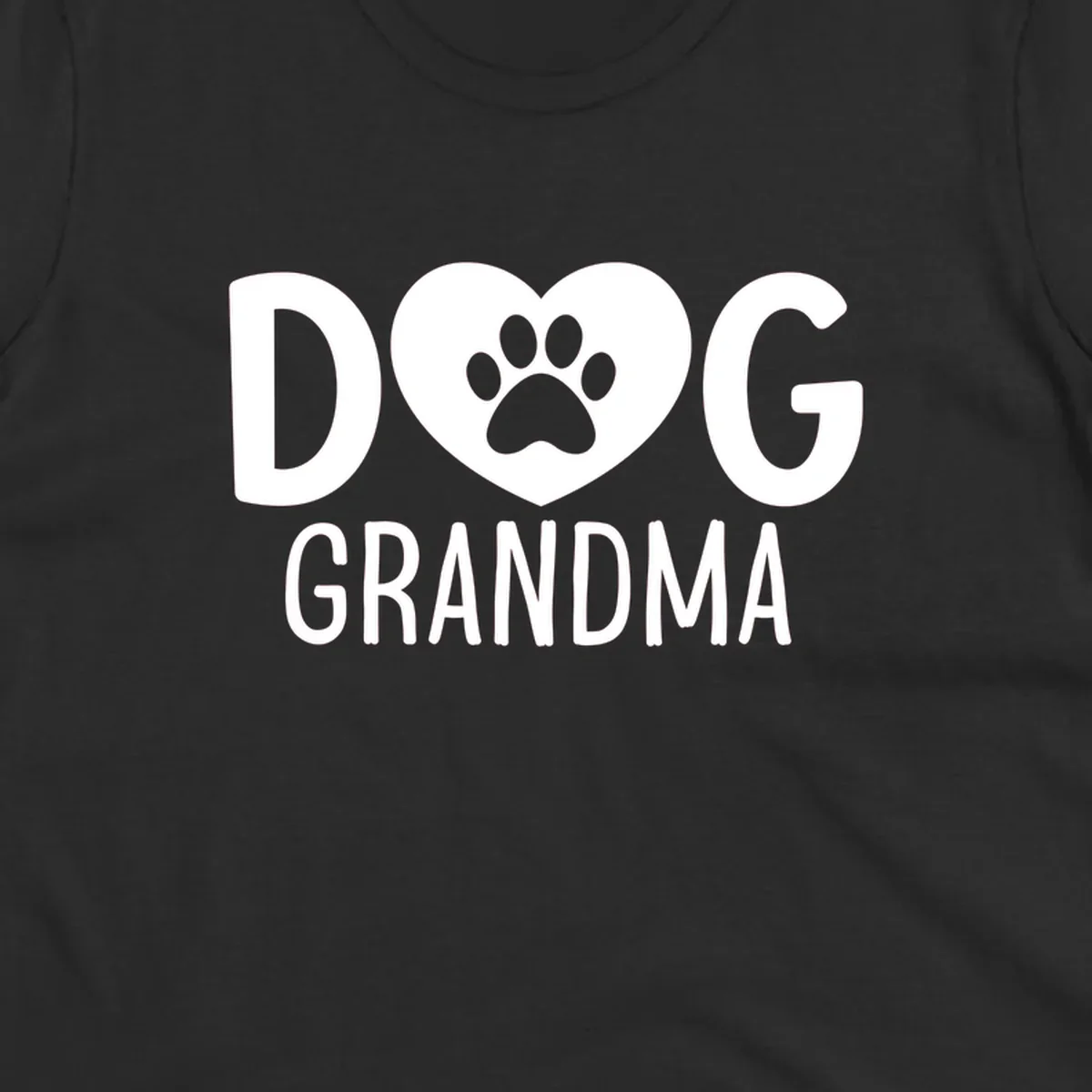 Dog grandma text with heart and paw print graphic