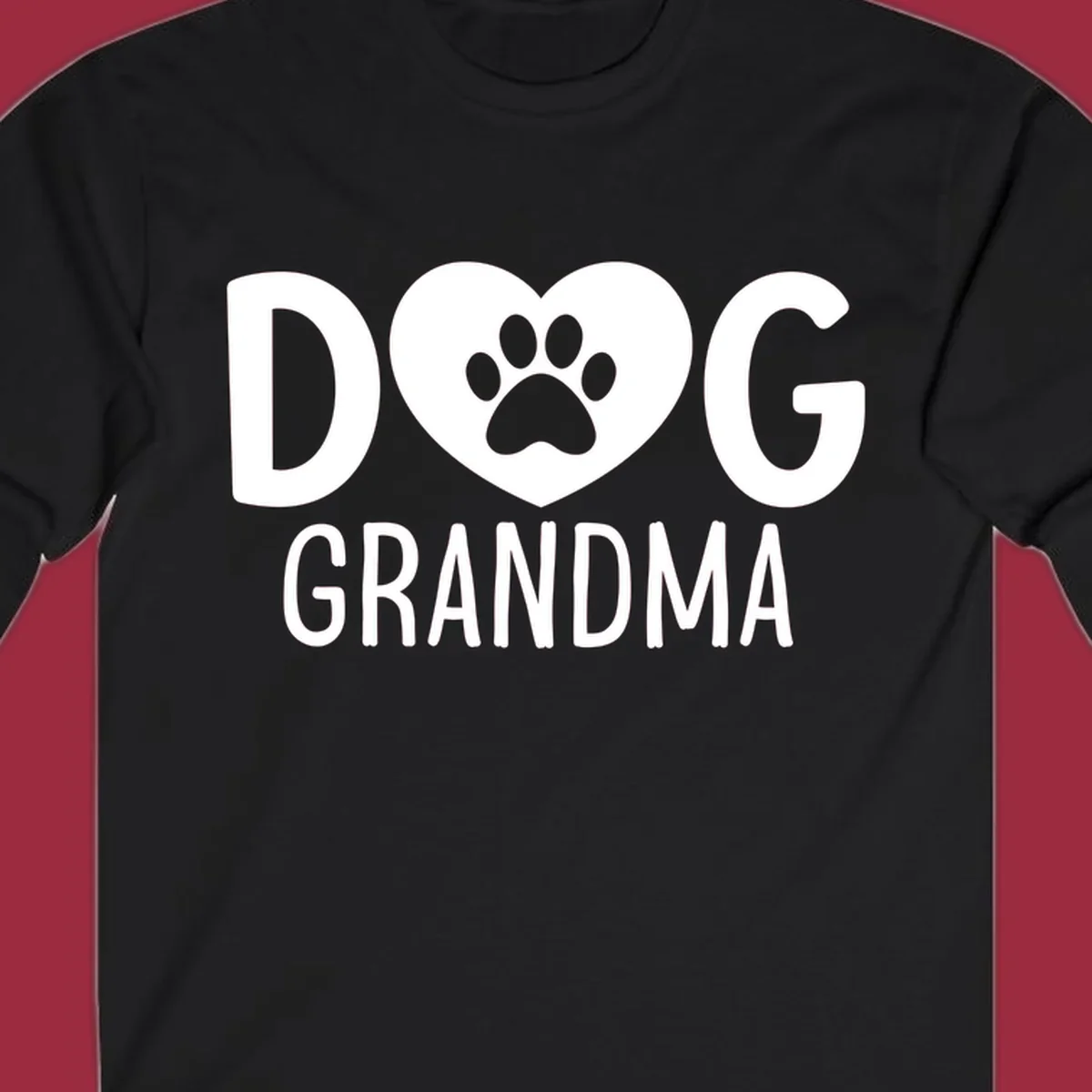 Dog grandma text with heart and paw print graphic