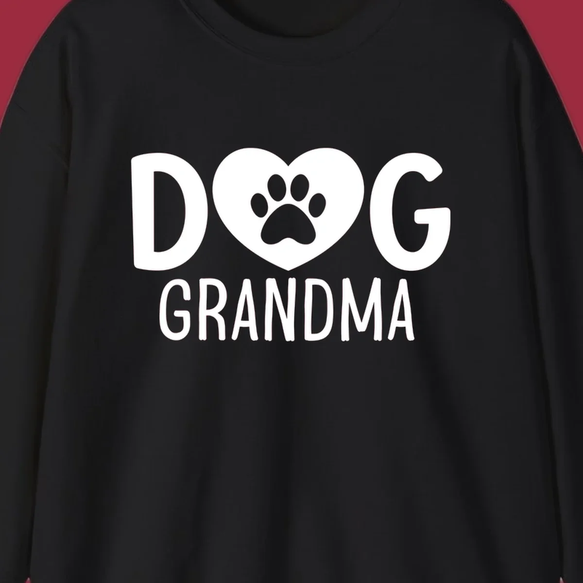 Dog grandma text with heart and paw print graphic