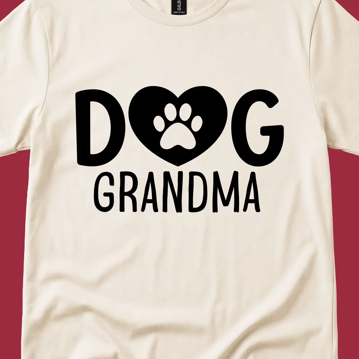 Dog grandma text with heart and paw print graphic