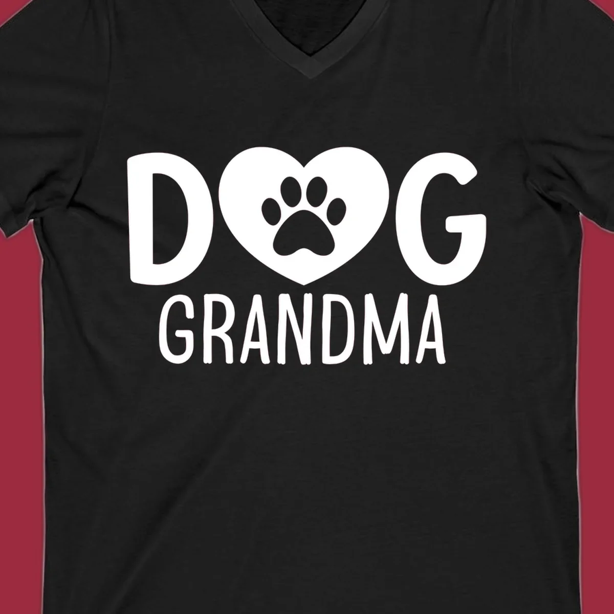 Dog grandma text with heart and paw print graphic