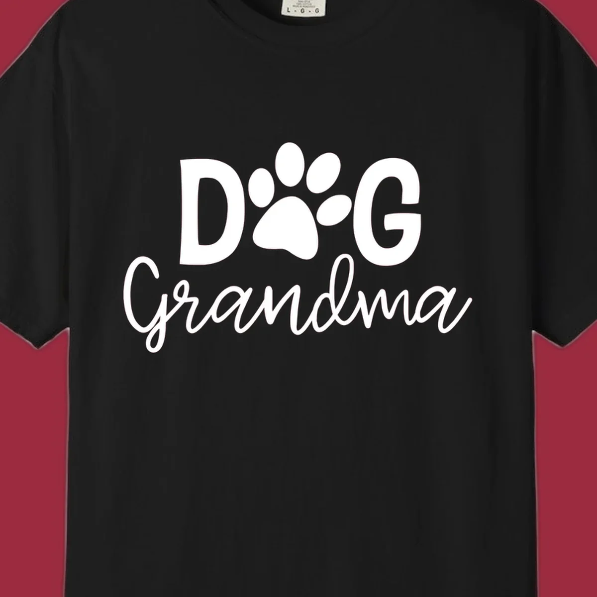 Dog Grandma text with paw print graphic
