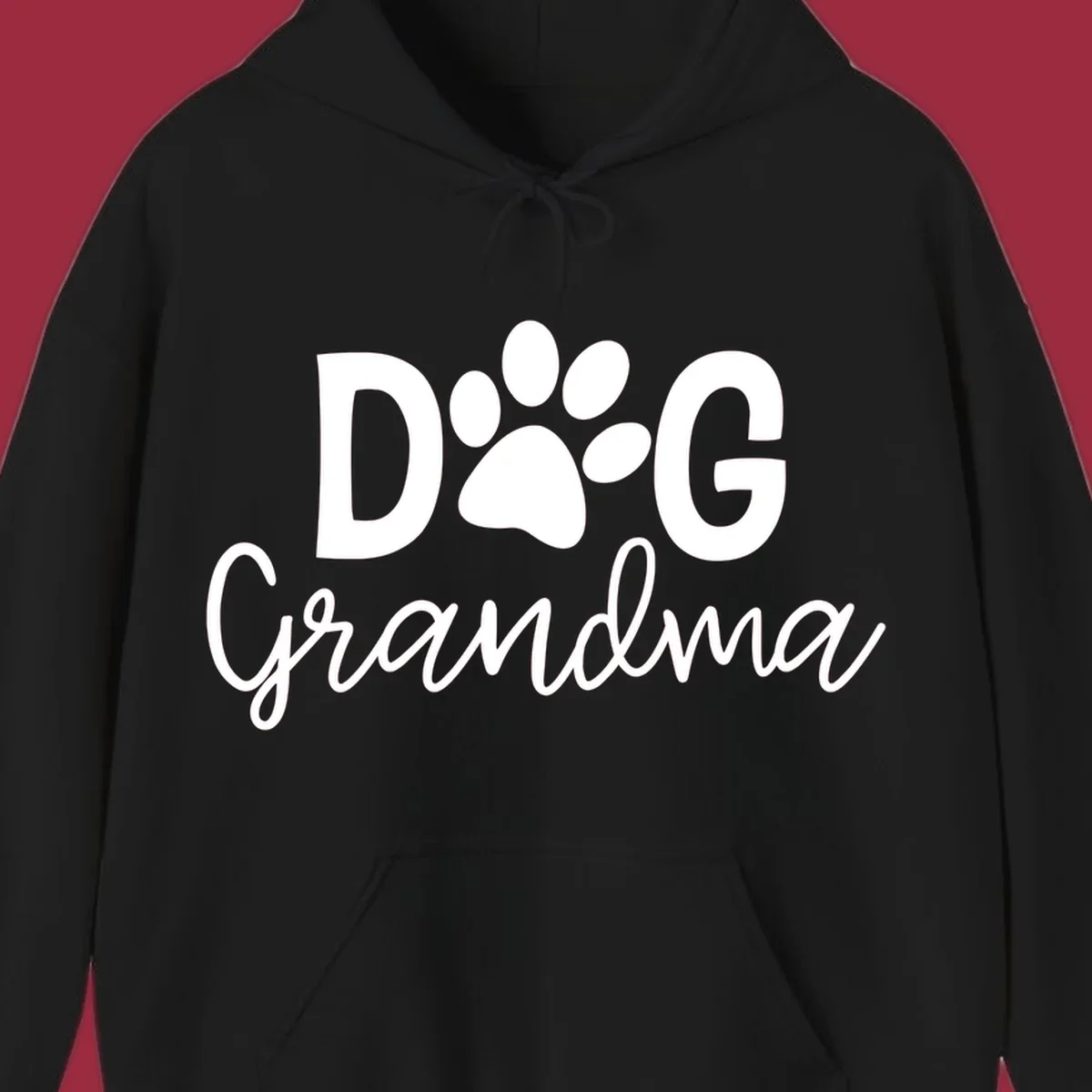 Dog Grandma text with paw print graphic