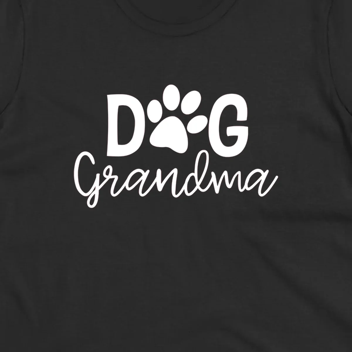 Dog Grandma text with paw print graphic