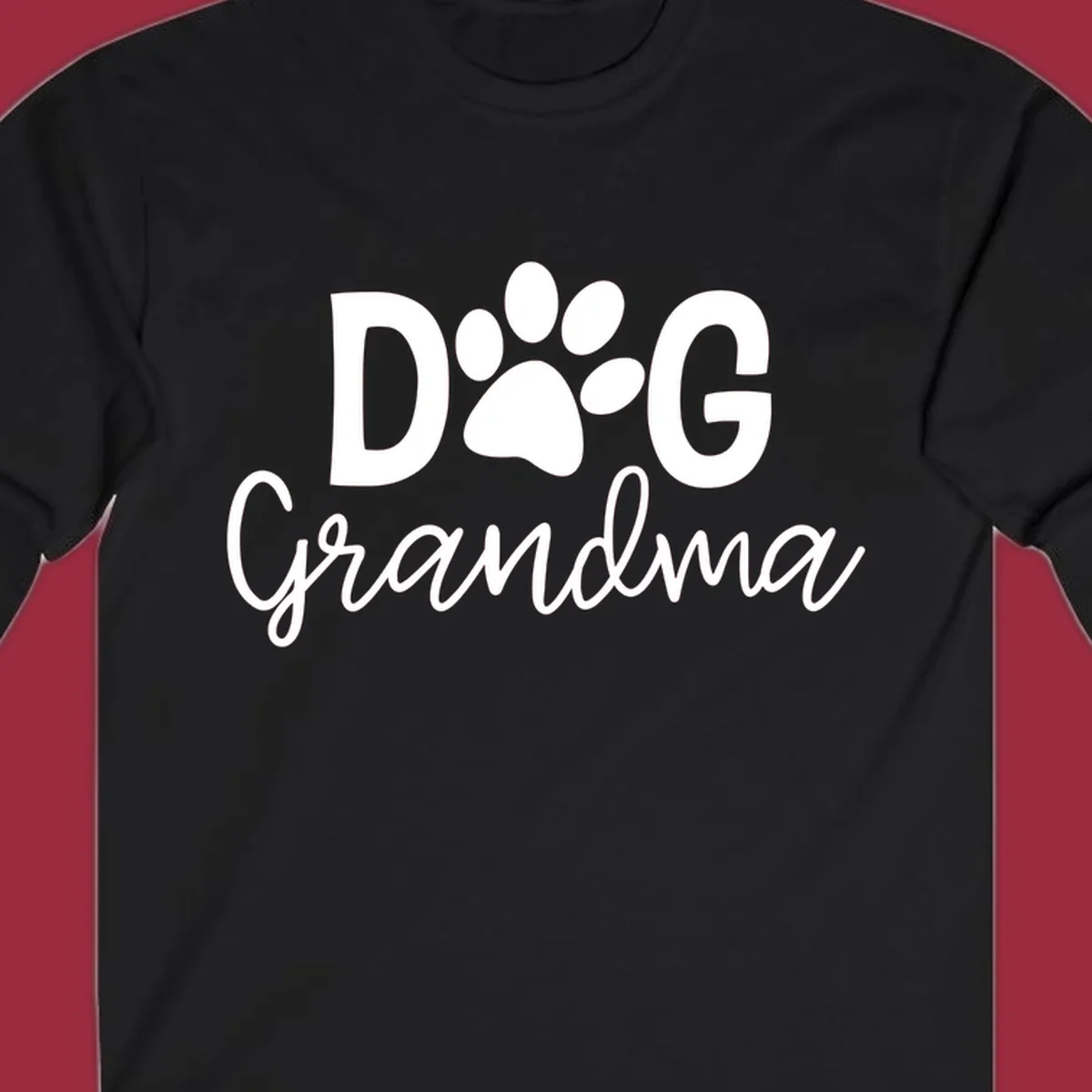 Dog Grandma text with paw print graphic