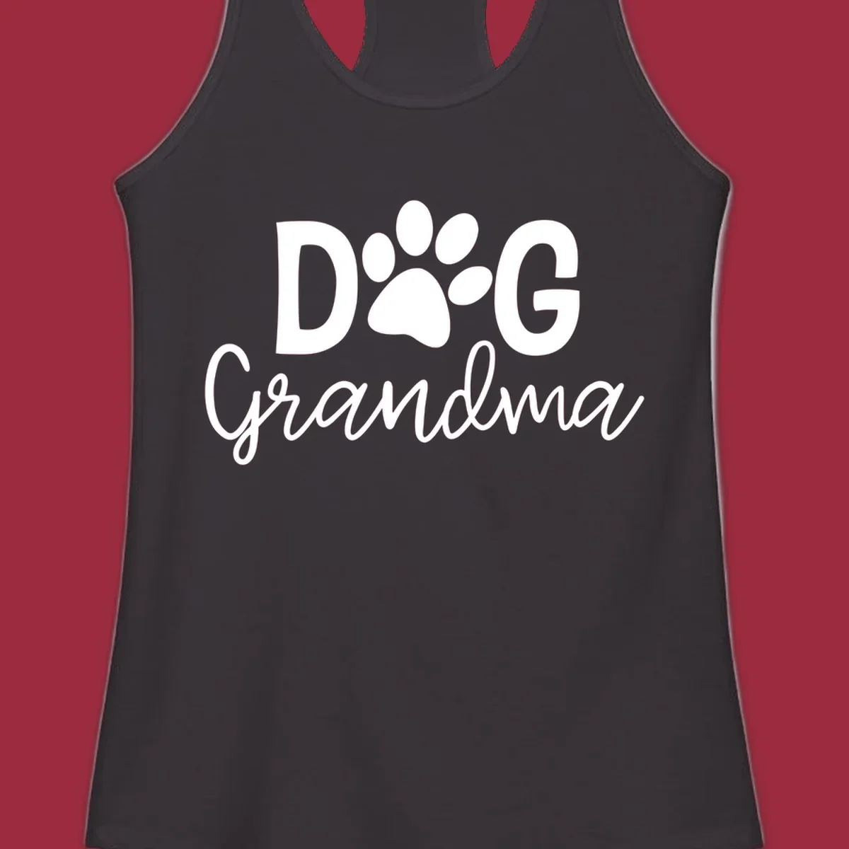 Dog Grandma text with paw print graphic