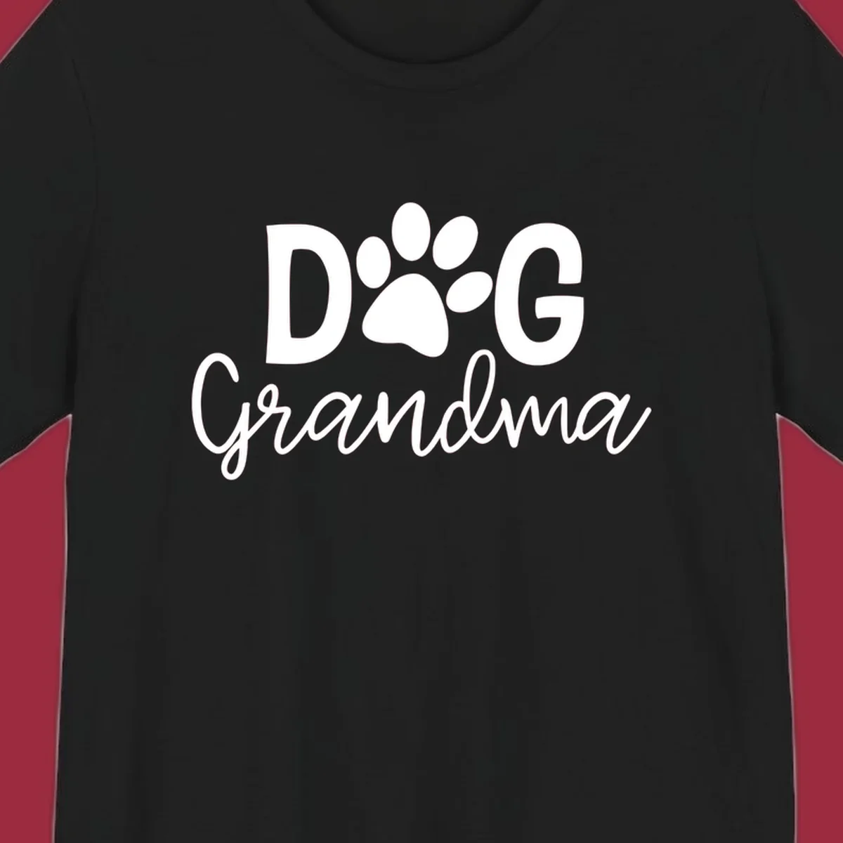 Dog Grandma text with paw print graphic