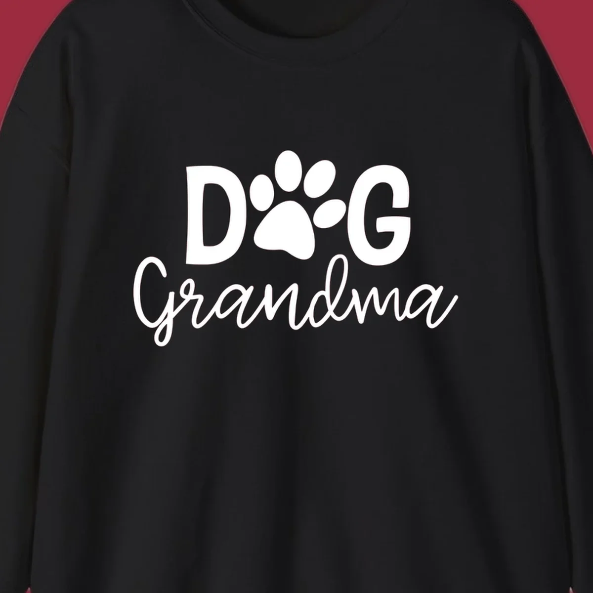 Dog Grandma text with paw print graphic