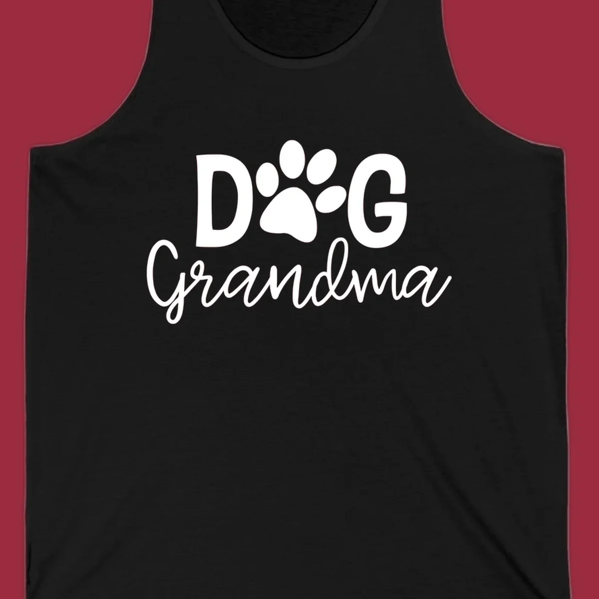 Dog Grandma text with paw print graphic