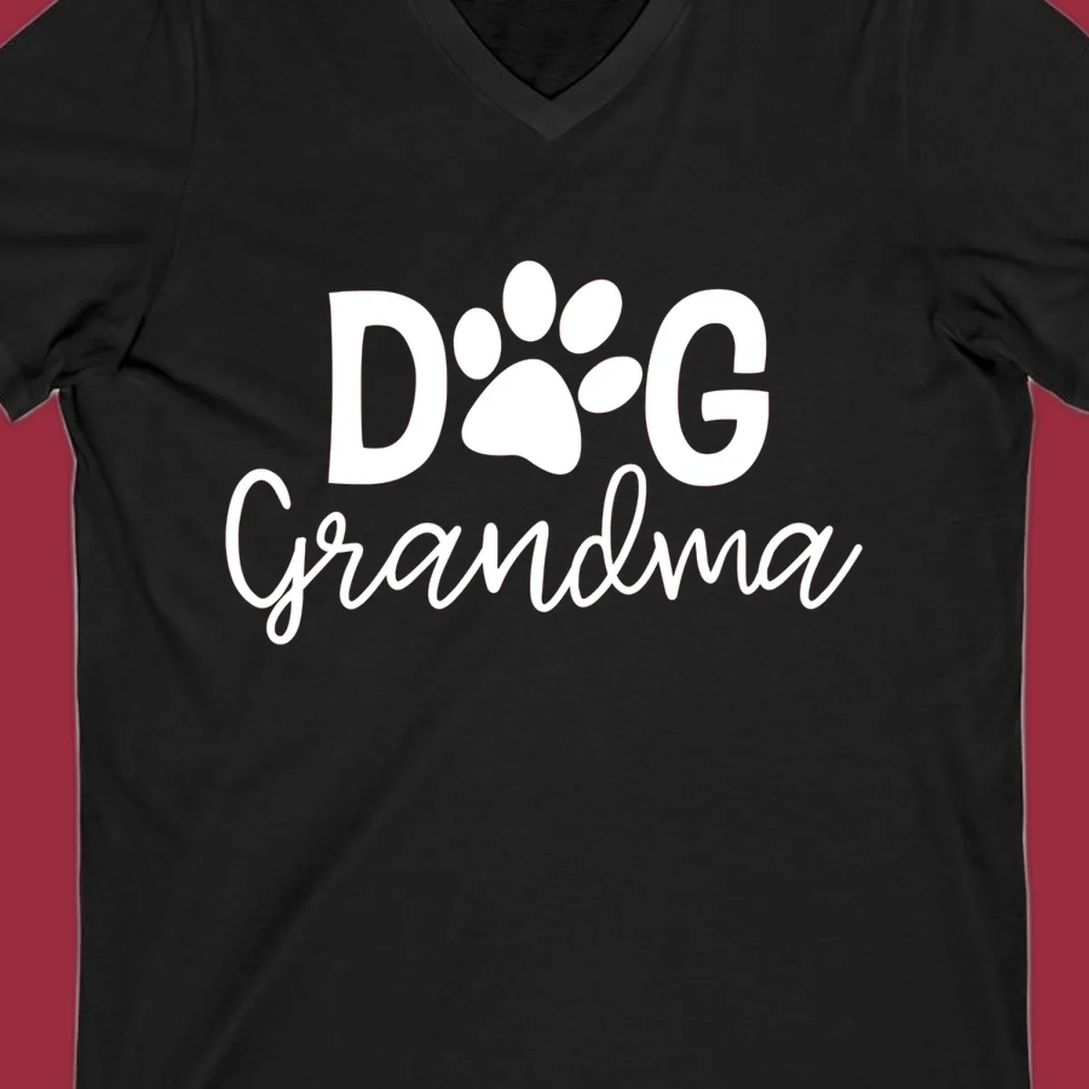 Dog Grandma text with paw print graphic