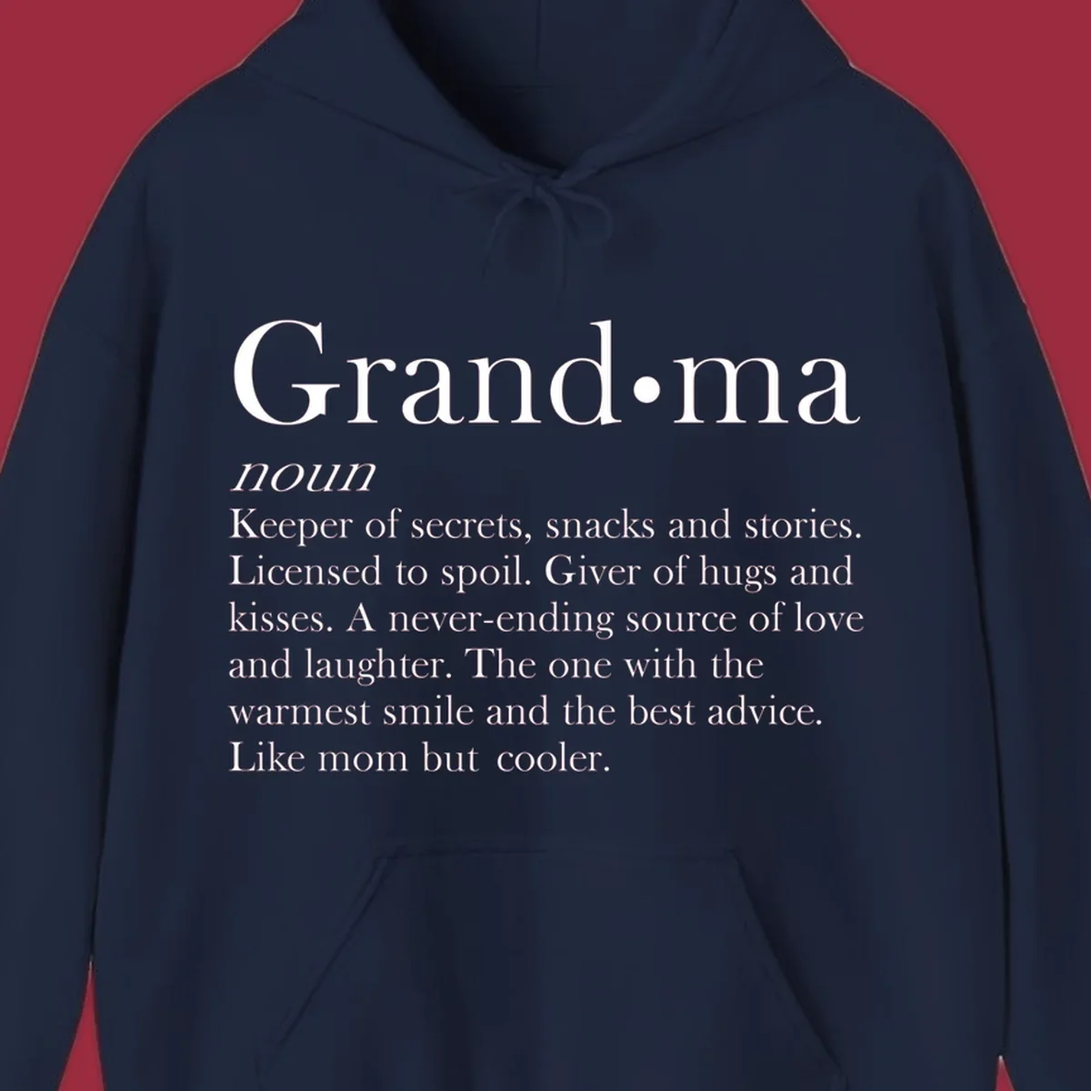 Grandma definition shirt with text about love, secrets, and advice.