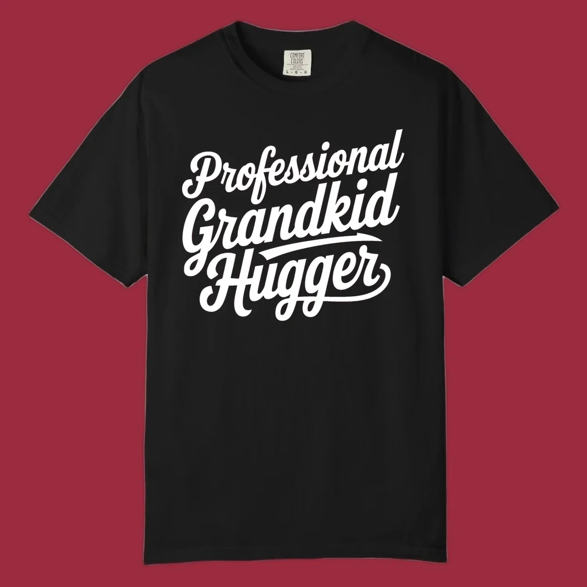 Professional Grandkid Hugger text design in white on black and black on white.